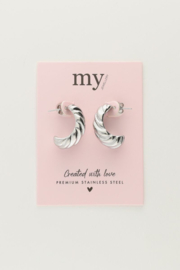 My Jewellery oorbellen | drops met ribbels zilver
