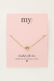 My jewellery armband hart & bloemetje strass goud