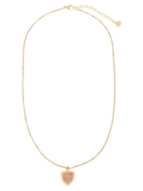 rose en camellia ketting met hart roze