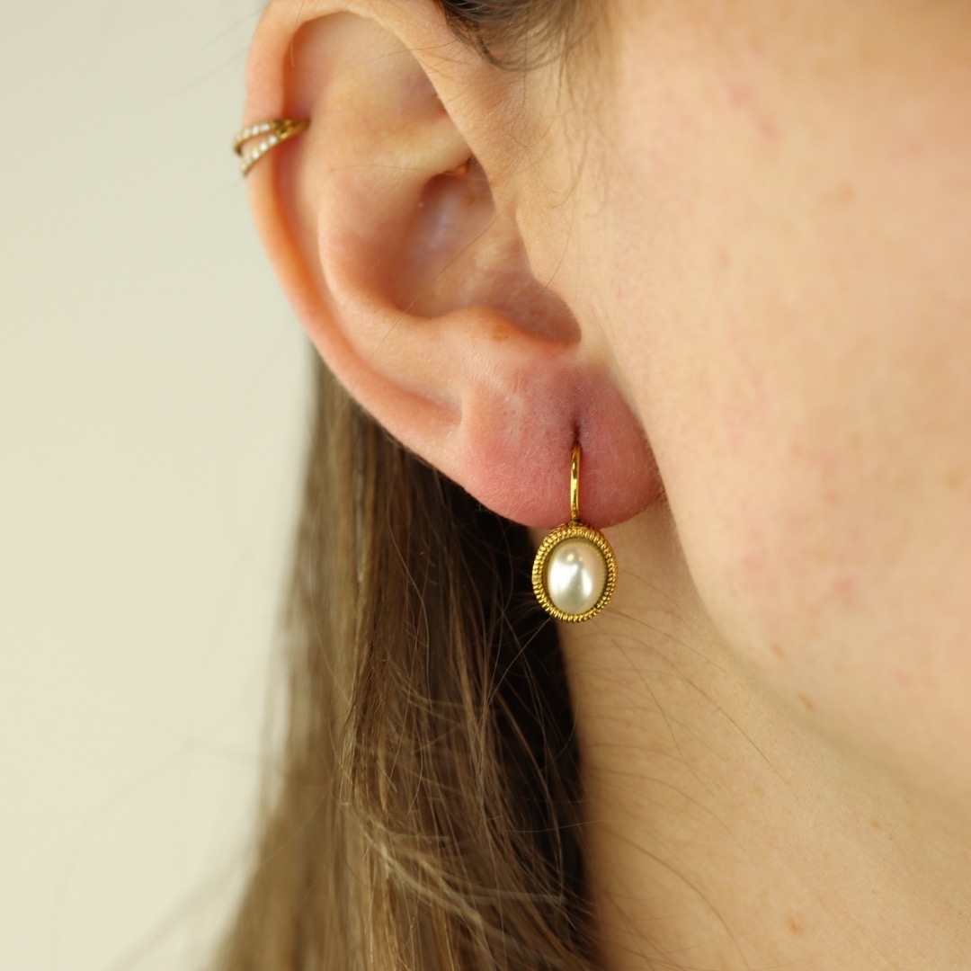 Camps & Camps oorbellen Pearl White