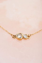 My jewellery armband | goud dubbel strass hartje