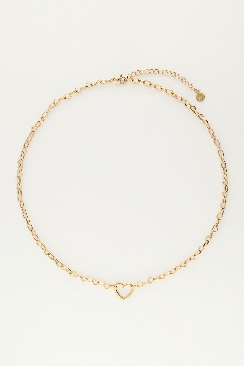 My jewellery Schakelketting met klein open hart bedel goud