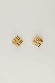 My Jewellery oorbellen | vierkante studs gevlochten goud
