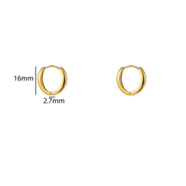Go Dutch Label oorbellen oval shape hoop 12mm goud