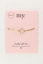 My jewellery armband met klaver en verschillende schakels goud