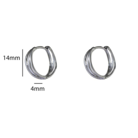 Go Dutch Label oorbellen3 hammered rings hoop zilver