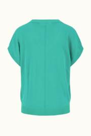 Zusss fijnbrei top met v-hals turquoise