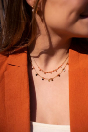 My Jewellery ketting | goud vintage ketting met oranje kralen & bolletjes*