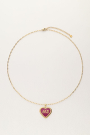 My Jewellery ketting | art schakelketting met fuchsia vintage hart goud