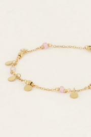 My Jewellery armband | goud vintage armband met roze kralen & muntjes