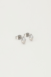 My jewellery oorbellen studs hart strass zilver