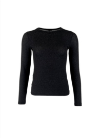 black colour shirt | Faye lurex shirt  zwart/zwart