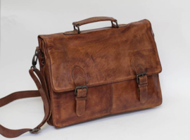 Bear Design werk-/laptoptas met gesp | cognac