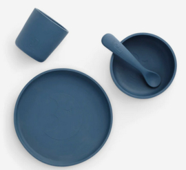 jollein siliconen kinderserviesset | jeans bleu