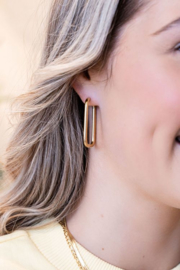 My Jewellery oorbellen | rechthoekige oorhangers groot goud