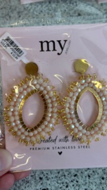 My jewellery oorbellen met kralen lichtroze goud