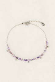 My jewellery armband | zilver met lila kralen & bolletjes