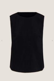 zusss linnen top mouwloos met tape details black