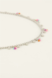 my jewellery ketting | multikleur steentjes & muntjes zilver