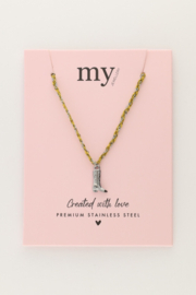 My jewellery Sunrocks gele koord ketting met laars zilver