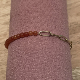 Go Dutch Label armband | schakel goud oranje kralen