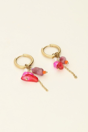 My Jewellery oorbellen mystic met gekleurde steentjes en parel goud