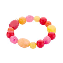 biba armband chunky kralen resin roze/geel