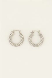 my jewellery oorbellen | sunchasers oorringen breed met strass stenen zilver
