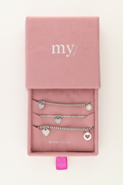 My Jewellery Candy armbanden set met hartjes zilver