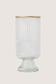zusss tafelvaas S op voet glas ribbel transparant / goud