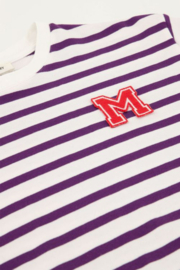 My Jewellery Paars-wit gestreept T-shirt met lange mouwen en M patch