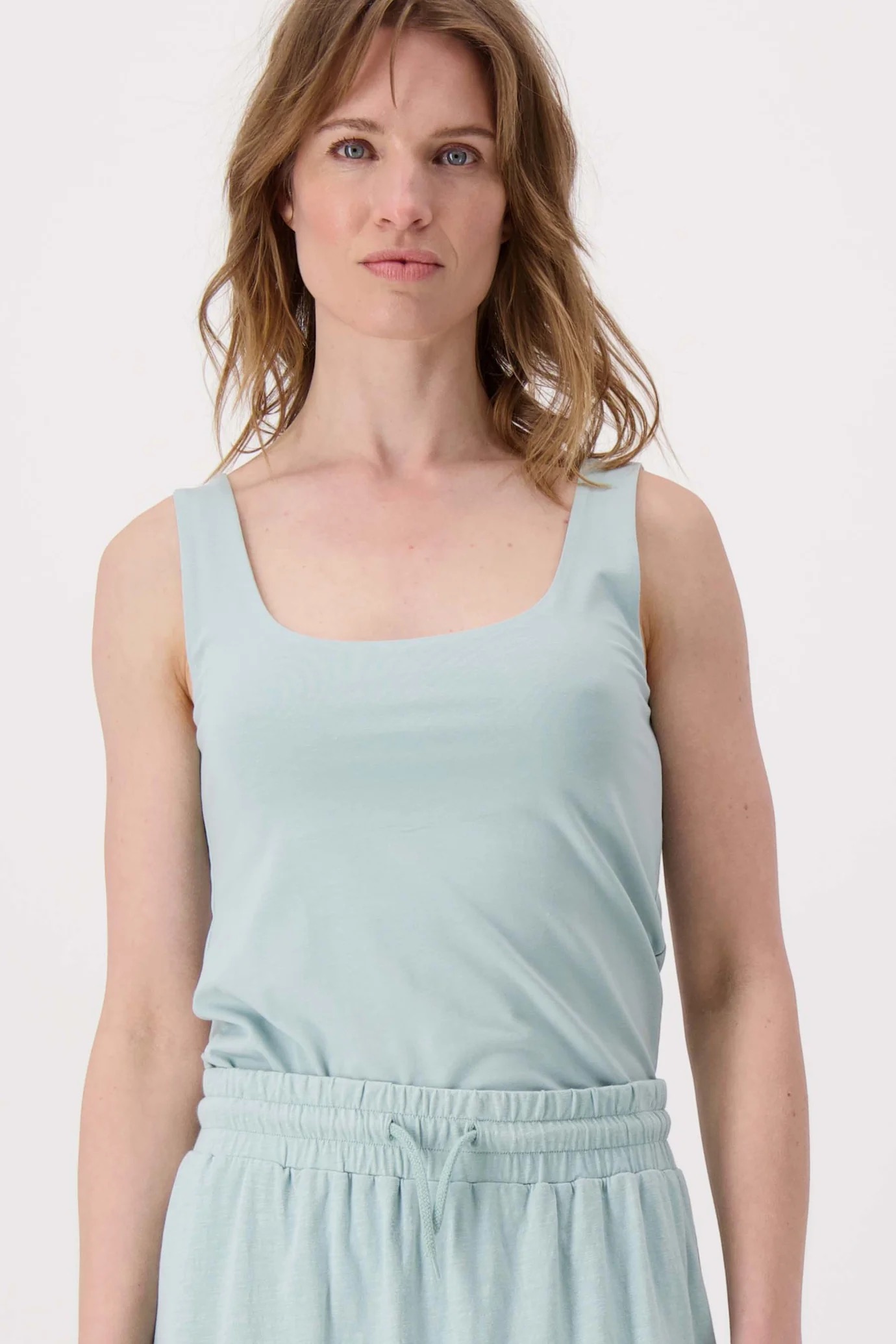 zusss singlet van polyamide stof vergrijsd blauw