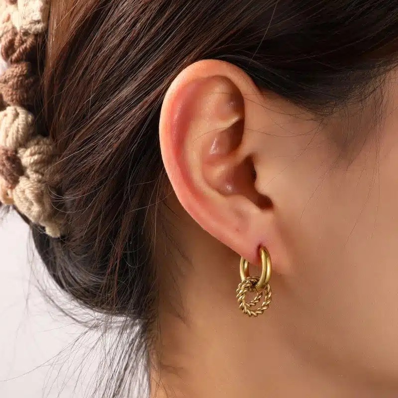 Go Dutch Label oorbellen met gedraaide ringen