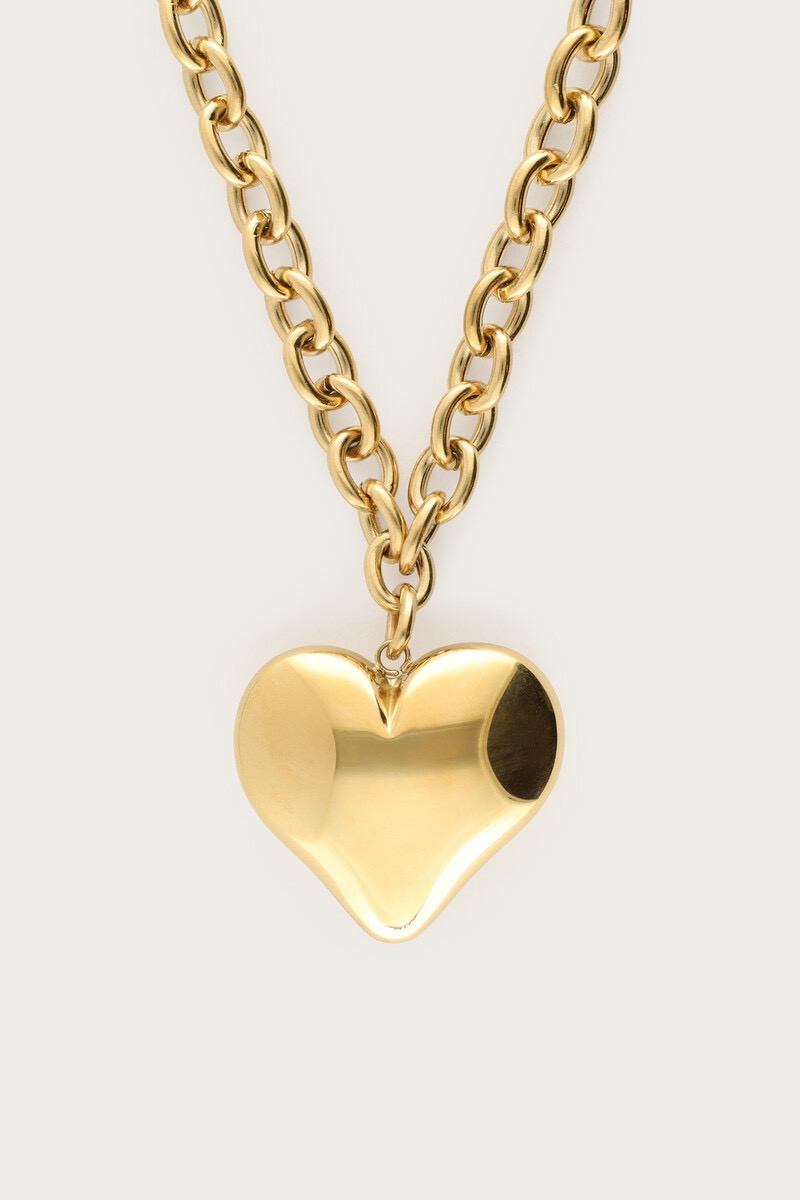 My Jewellery Grove lange schakelketting met chunky hart goud