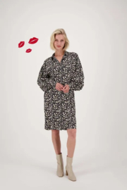 zusss jurk blaadjes print zwart
