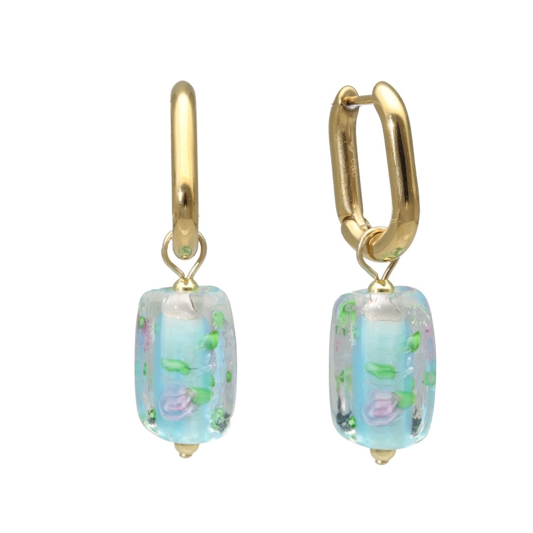 camps & camps oorbellen Glass Bead Aqua