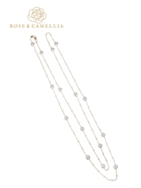 rose en camellia ketting lang met parels