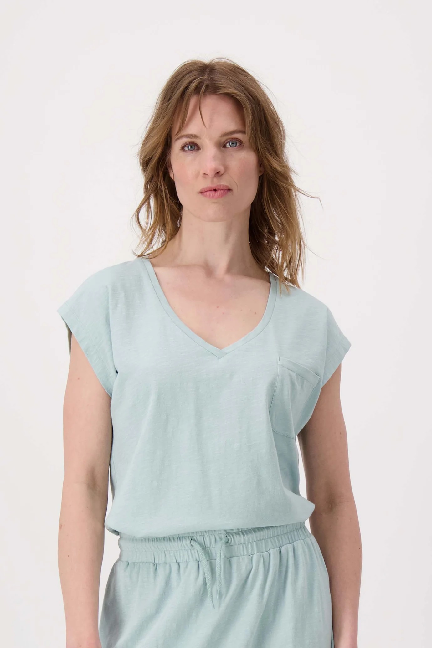 zusss jersey top vergrijsd blauw