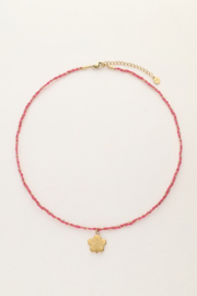 My jewellery Sunrocks roze koord ketting met bloem goud