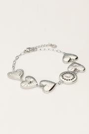 My jewellery armband chunky hartjes zilver