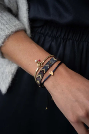 Zusss mooimakers touwarmband hartje donkerblauw