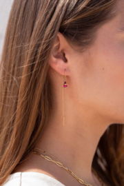 My jewellery Doortrek oorhangers met paarse kralen zilver