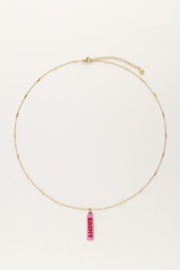 My Jewellery ketting | art ketting met roze amour bedel goud