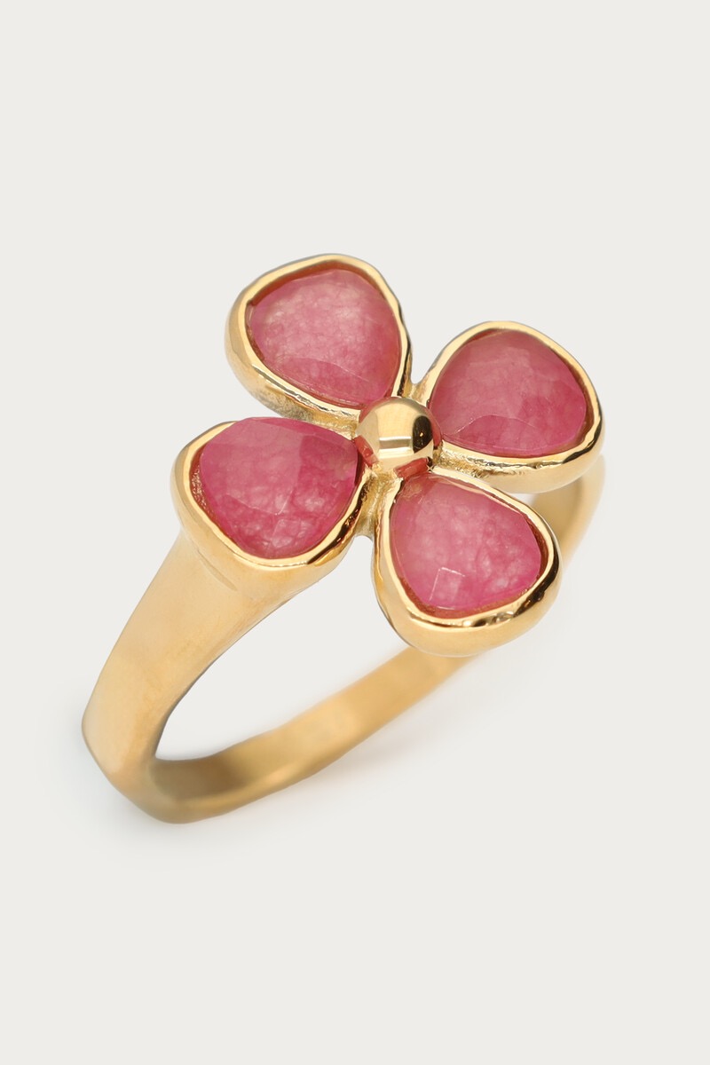 My Jewellery Botanical ring met roze klaver