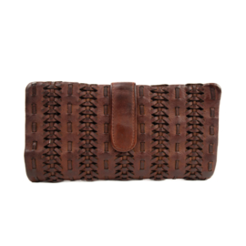 Bear Design gevlochten ritsportemonnee 'Vesper' | cognac