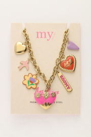 My Jewellery ketting | art ketting met verschillende bedels goud