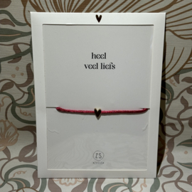 Zusss mooimakers touwarmband hartje roze rood