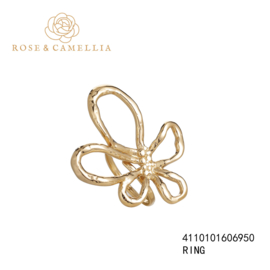 rose en camellia verstelbare ring bloem