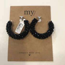 My jewellery oorbellen | zwarte kralen