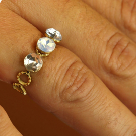Camps & Camps ring Swarovski Trio Ring White Opal